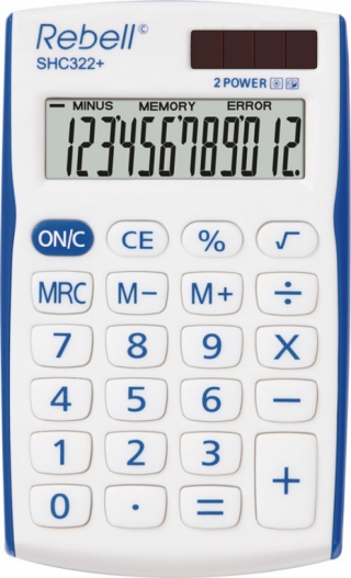 Kalkulačka Rebell SHC 312 kapesní modrobílá