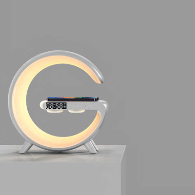 Stolní LED lampa G-Light Inspire s budíkem a bezdrátovým nabíjením, bílá